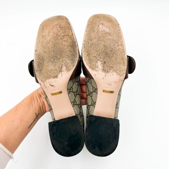 Gucci GG Blondie Monogram Loafers Block Heel Neutral Pumps EU 40 US 10 - Picture 10 of 12